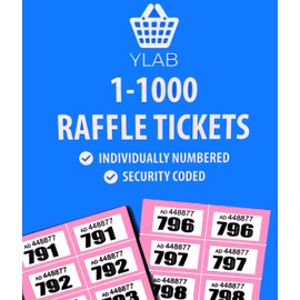 Raffle Tickets Book, 1-1000 - Choose Your Colour: Pink