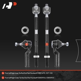 A-Premium Set of 4, Front Inner & Outer Tie Rod End Kit, Compatible with Lincoln MKC 2015 2016 2017 2018 2019