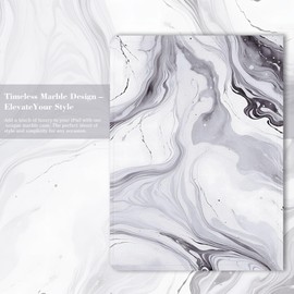 Berkin Arts Compatible with iPad10 - White Marble with Black Veins, Slim and Protective Cover