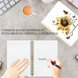 OTKBD Sunflower Inspirational Notebook, Inspirational Gifts for Women, Be the Sunshine Motivational Notebook, Sunflower Butterfly Journal, Motivational Gifts for Women, 5.5x8.3 Inch