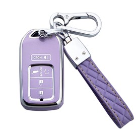 Yuebutor Key Fob Cover Case Compatible with Honda Accord Civic CRV HRV CRZ Fit Odyssey Passport Pilot Jed Crider Crosstour Spirior Accessories Shell (Purple)