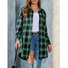Bozanly Women's Oversized Button Down Long Plaid Flannel Shirts Lapel