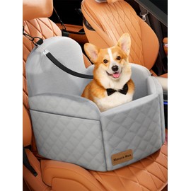 Mavora Max Small/Medium (Up to 35lbs) Dog Car Seat Booster with Memory Foam Cushion Pet Travel Beds Portable with Safety Leashes Dog Carrier for Car,SUV,Truck(Grey)