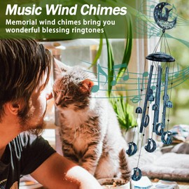 LESES Campanas de Viento para Gatos, Campanas de Viento para Amantes de los Gatos Regalo para Mujeres, 35" Campanas de Viento de Exterior Decoración de Jardín para Yardín, Patio