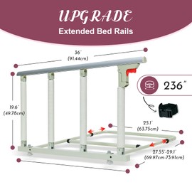 JIKEXINGMENG 30” Bed Safety Rail for Elderly – Folding Bedside Assist Handle Guard for Adults, Fits King/Queen/Full/Twin Beds (Tool-Free Assembly)