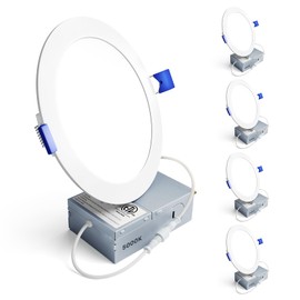 Ensenior 4 Pack 6 Inch LED Recessed Light, Dimmable, 5000K Daylight, 1200LM High Brightness, 12W 120V, 2 Pin, ERL-12X-ETL, Damp Rated, Ultra-Thin Canless Wafer Ceiling Light - ETL & FCC & IC