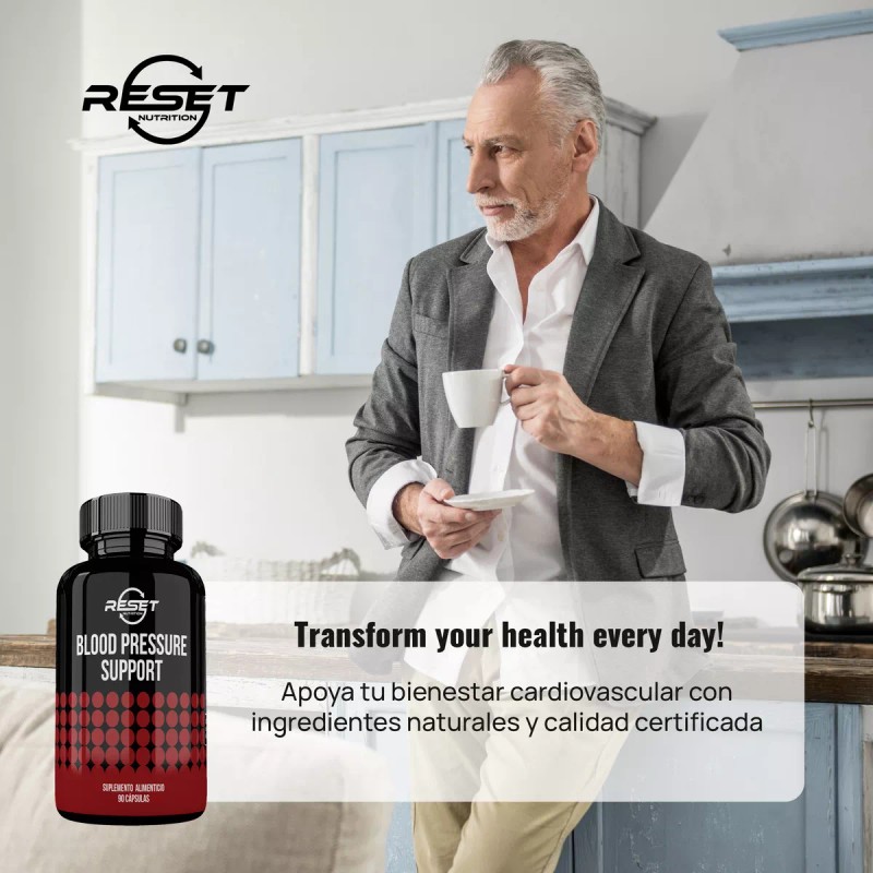 Reset Nutrition Blood Pressure Support 90 Cápsulas Suplemento Alimenticio para