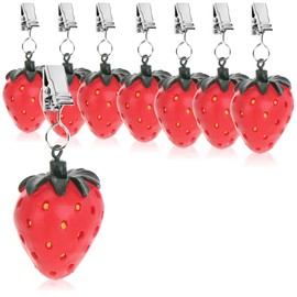 com-four® 8 x Tablecloth Weights - Weatherproof Tablecloth Weights with Clip - Tablecloth Clip in Strawberry Design - Approx. 40 g (Pack of 8 - Strawberry - 40 g)