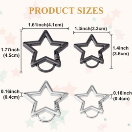 Isslly 4 PCS Star Carabiner, Zinc Alloy Heavy Duty Star Shaped Keychain Clip, Carabiner Clip for Camping, Hiking, Fishing