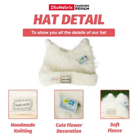 3 Piece Doll Outfit for 17 cm & 15 cm Models (Without Doll) - White Shaped Velour Hat + White Glasses + Pink Bib Apron