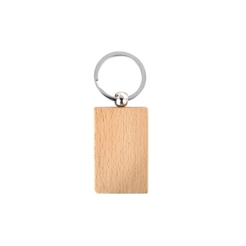 keepdrum Wooden Electric Guitar Keyring Rectangle Gift for Musicians, natural,