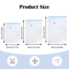 3 Packs Vacuum Storage Bags Reusable Space Saver Compression Bags Sealer Bags Dustproof Suction Bags for Storage for Compressing Clothes Duvets Pillows Bedding