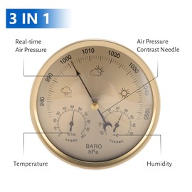 Generic Thermometer Barometer Hygrometer, 3 in 1 Wall Hanging Mechanical Movement Dial Type Traditional Weather Station, Accurate Temperature Humidity Indicator for Indoor Outdoor