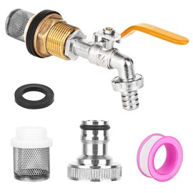 CTDMJ Kugelauslaufhahn 3/4 Zoll Kugel-Auslaufventil Messing Wasserhahn für Regentonne mit Filterstopfen Universal Frostsicher Garten Wasserhahn Kugel-Auslaufventil für Garten Schlauch (Gelb)