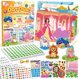 Dot Art Kit for Kids with Small Dot Decorated Cards, No Mess Sticker for Toddlers 3-6, Craft Kits, DIY Creative Activity, Travel Toy, Birthday Gifts for Boys & Girls (Princess & Animal Theme)