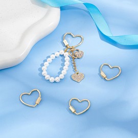 UNICRAFTALE - 4 mosquetones de metal con cierre de corazón dorado, chapado en oro de 18 quilates, llavero de metal con núcleo hueco de 21,5 mm de largo, para hacer joyas, accesorios de bolso