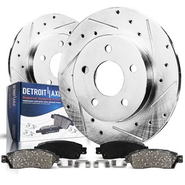 Detroit Axle - Rear Brake Kit for Acura 2013-2015 ILX 2006-2011 CSX 2006-2015 Honda Civic, Drilled and Slotted Disc Brakes Rotors Ceramic Brake Pads Replacement : 10.24" inch Rotors