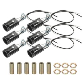 PATIKIL Candelabra Base Lamp Holder Light Socket, 6pcs UL Listed Keyless E12 Bulb Socket with 9.8" Wire Leads for E12 Incandescent LED Light Bulbs, 2.1" Tall