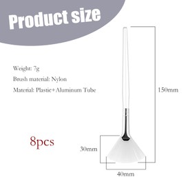 Pack of 8 face brushes, fan brush, mask brush, mask, face, cosmetic accessories, fan face mask, soft make-up mask brushes, transparent plastic handle, for face, mud face cream