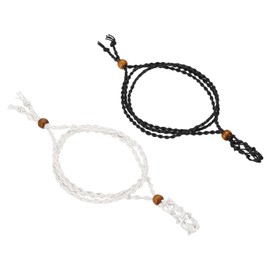 PATIKIL Necklace Cord Empty Stone Holder, 2 Pack Crystal Cage Necklace Holder Adjustable Quartz Pendant Stone Holders for Jewelry Making, Black White