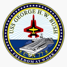Leyland Designs USS George H.W. Bush (Cvn-77) Crest Sticker Outdoor Rated Vinyl Sticker Decal for Windows, Bumpers, Laptops or Crafts 5"
