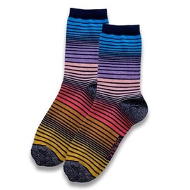 Cub Rocks, 1pk Ladies Cotton Stripe Ankle Socks UK Size 4-7