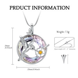 Hummingbird Crystal Urn Necklace for Women Ashes Stainless Steel Bird Pendant Cremation Ashes Necklace for Human Pets