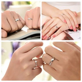 Uloveido A Pair of His and Hers Amazing Love Forever Resize Ring Heart Puzzle Matching Wedding Band Rings for Couples friend and friend J486