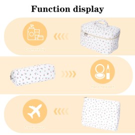 STHAS Large Capacity Ladies Cosmetic Bag,3 Piece Travel Cosmetic Bag,Cosmetic Organizer,Portable Cosmetic Bag with Handle and Wide Opening,Leather Toilet Bag with Compartment