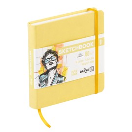Clairefontaine Sketchbook Darwi For You Yellow 14x14cm White Color Paper 140g/m2 80 Sheets PU Leather Hard Cover Rubber Band Clairefontaine cf80014140002