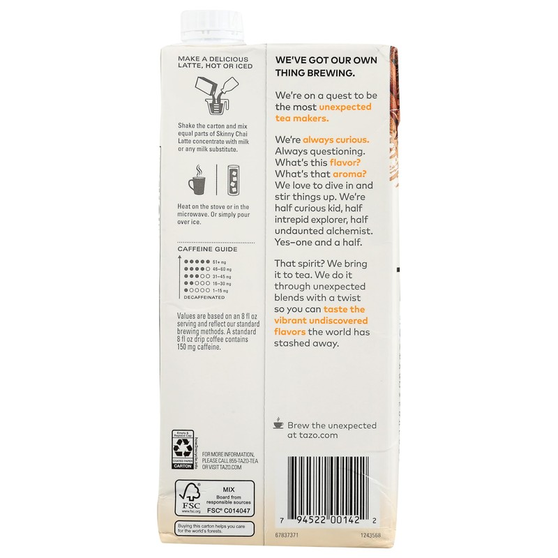 TAZO Skinny Chai Tea Latte Concentrate, 32 FZ