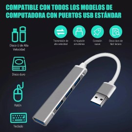 Adaptador Usb Multi Usb Conector Usb Hub Adaptador 4 En 1 Multi-puerto Delgado De 4 Puertos Usb 3.0 5gbps Para Laptop Pc Jeeyee