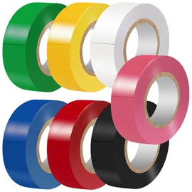 LYLTECH Electrical Tape Colors 7 Rolls 3/4-Inch by 30 Feet, Waterproof,Strong Adhesive, Durable, Easy-Wrap,Pink, Yellow, Red, Green, Blue, White, Black