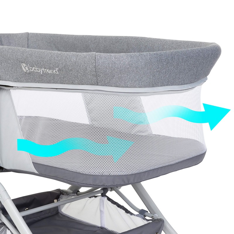 Baby Trend Quick-Fold 2-in-1 Rocking Bassinet, Shadow Stone Gray