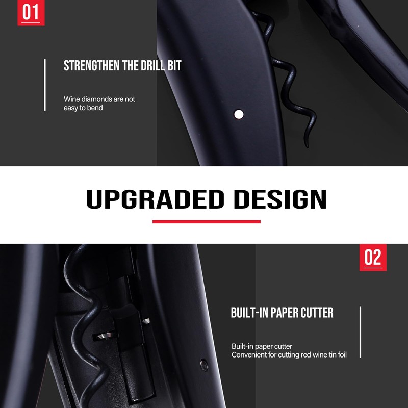 Drincarier Vertical Lever Corkscrew with Non-Stick Worm, Compact Rabbit Wine