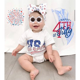 GLIGLITTR 4th of July Baby Boy Girl Outfit USA Bubble Romper Toddler Infant Fourth Of July Independence Day Patriotic Clothes(A Gray Romper,12-18Months)