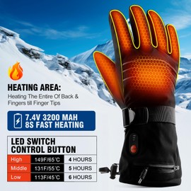 Rechargeable Heated Gloves for Men Women,7.4V 6400mAh Electric Heated Gloves (M)