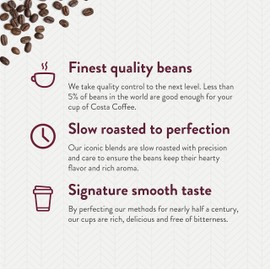 Costa Coffee Single Serve Pods Compatible with Keurig K-Cup Brewers Dark Roast, 60 count