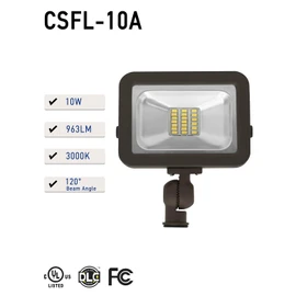 CEA LED Flood Light 10w, 963LM, 3000K Warm White, lP 65 Waterproof, UL Listed, Knuckle Mounting,Outdoor Lights for House,Backyard Lights Outdoor, Patio (Brown)