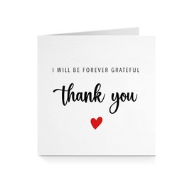 Thank You Card for Him Her - Forever Grateful Red Heart (For Friend)