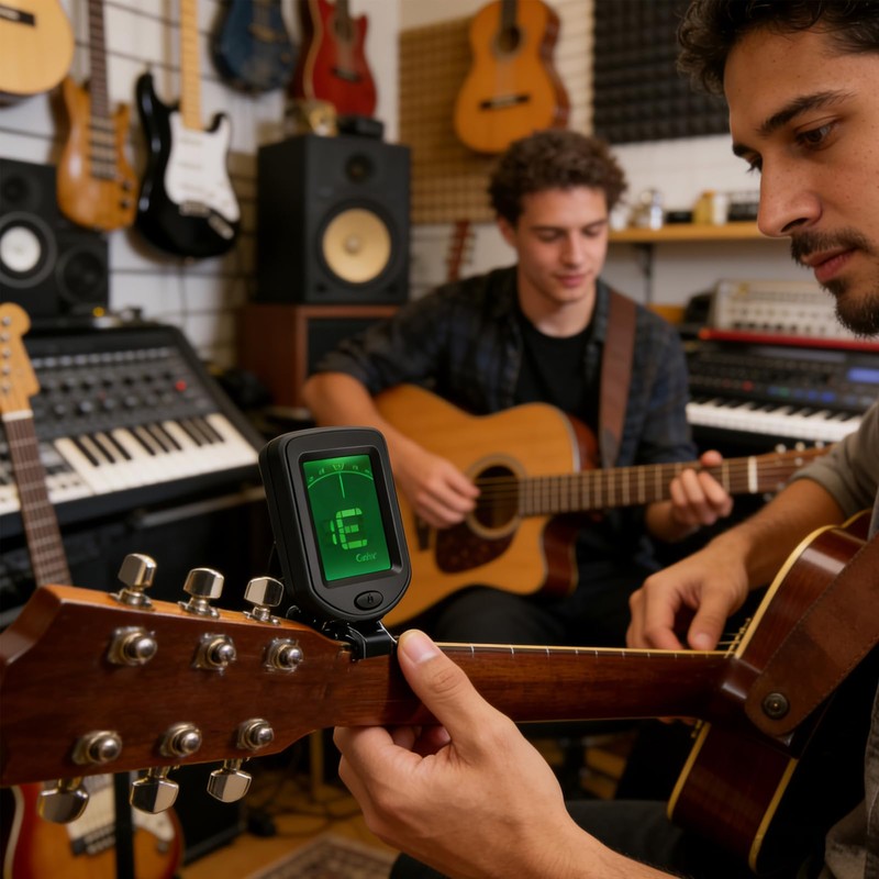 Jinlop Guitar Clip-on Tuner and Capo Set with 5 Picks