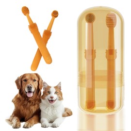Cat dog toothbrush, pet silicone toothbrush with storage box, soft silicone cat and dog tooth brushing kit, pet teeth tongue coating cleaning multifunctional toothbrush, suitable for cats and dogs