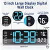 CherishMood 13" Large LED Digital Wall Clock, Remote Control, 10-Level