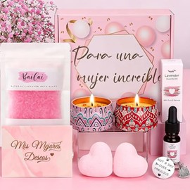 Set de Baño y spa Corporal, Regalos para San Valentin, Velas de Aromaterapia, Crema de Manos, El regalo Perfecto para Amigas, Madres y Hermanas, un