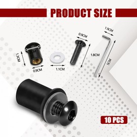 10Pcs Motorcycle Windshield Bolt Screw Kit, M5x16mm Aluminum Alloy Motorbike Windscreen Body Mounting Bolts Nuts, 5mm Fairing Fasteners Screws Bolts Nuts for Motorcycle Fairings