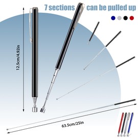 Patelai Telescoping Magnetic Grabbers Magnetic Pick-Up Tool with Pocket Clip Telescopic Retrieving Magnet for Screws Nuts Pins, 25 Inch (Multicolor,4 Pieces)