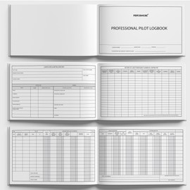 Performore Pilot Logbook - 11" x 6.75" x 1" Aircraft - 150 Pages Faux Leather Cover - Flight School - Flight Log Book for Pilots