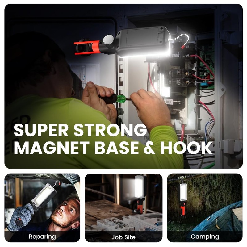 Rechargeable COB LED Work Light - Magnetic Hands-Free Trouble Light