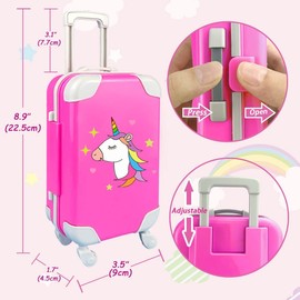 BNUZEIYI Doll Clothes and Accessories - Travel Play Set for 18 Inch Doll, Doll Stuff with 18 Inch Doll Clothes, Cute Bag, Travel Pillow and Doll Pretend Makeup for 18 Inch Girl Doll Girl Gift