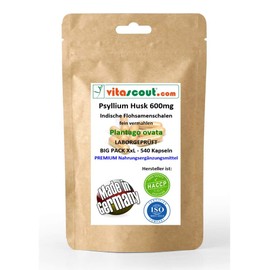 Psyllium Husk - Indian Psyllium Husk 540 Capsules - 100% Psyllium Husk Natural - 600 mg per Capsule / 5400 mg Daily Dose - Vegan Capsule - Premium Quality - Laboratory Tested - Made in Germany